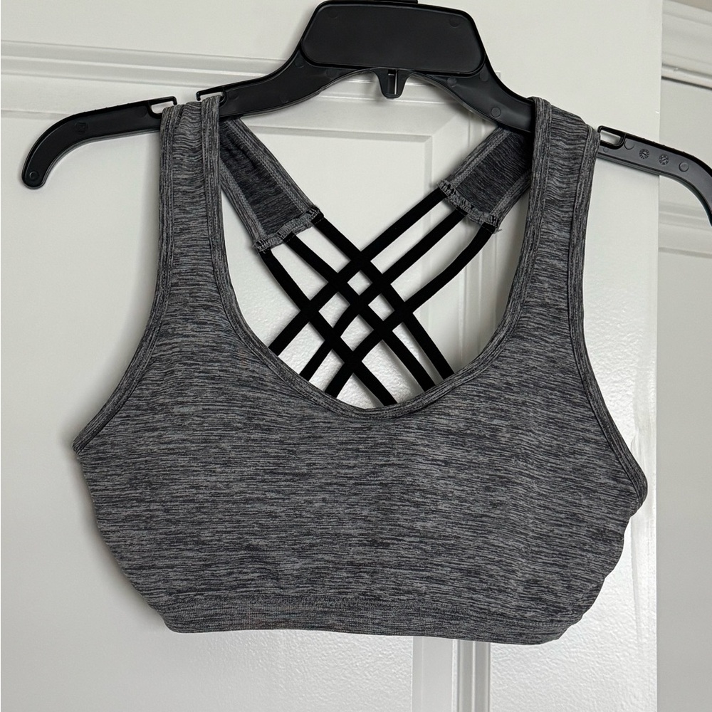 Sofra Heathered Black Strappy Sports Bra